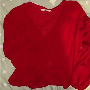 Bright red dressy crop top